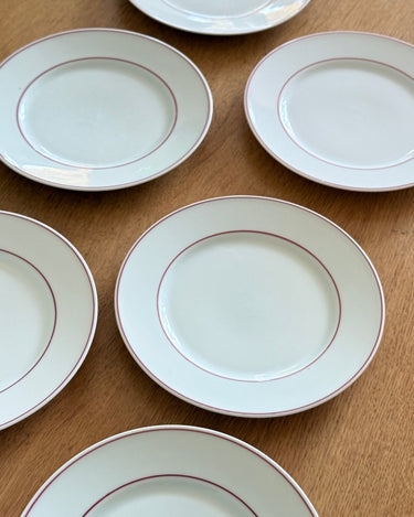 Red striped lunch plates (7 pcs) - NEROLI
