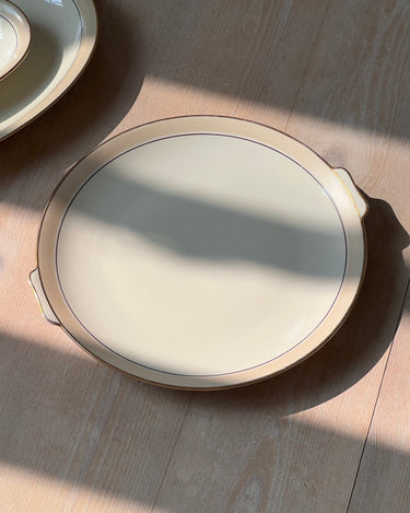 Round beige stripe platter - NEROLI