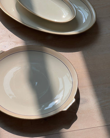 Round beige stripe platter - NEROLI