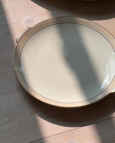 Round beige stripe platter - NEROLI
