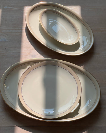 Round beige stripe platter - NEROLI