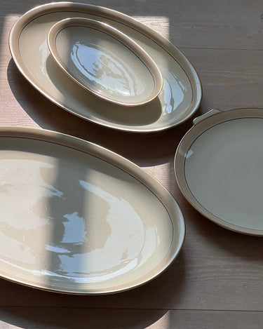 Small beige stripe dish - NEROLI