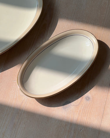 Small beige stripe dish - NEROLI