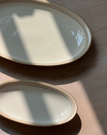 Small beige stripe dish - NEROLI
