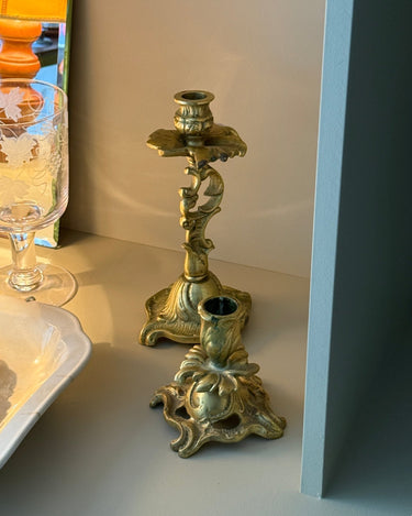 Tall brass candlestick - NEROLI