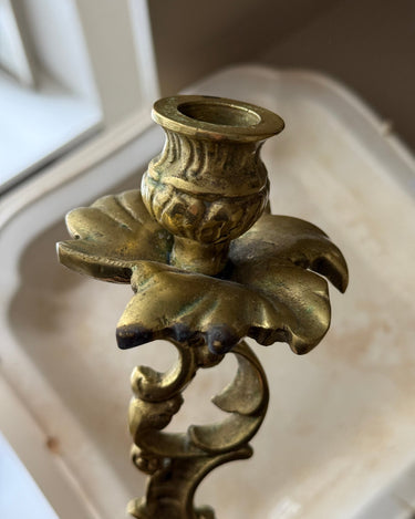 Tall brass candlestick - NEROLI