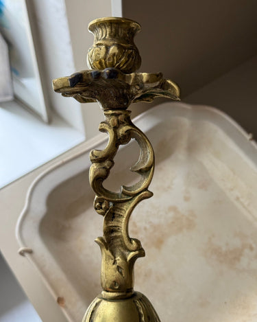 Tall brass candlestick - NEROLI