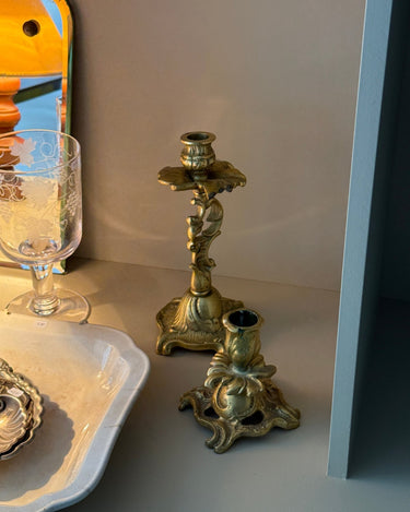 Tall brass candlestick - NEROLI