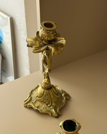 Tall brass candlestick - NEROLI