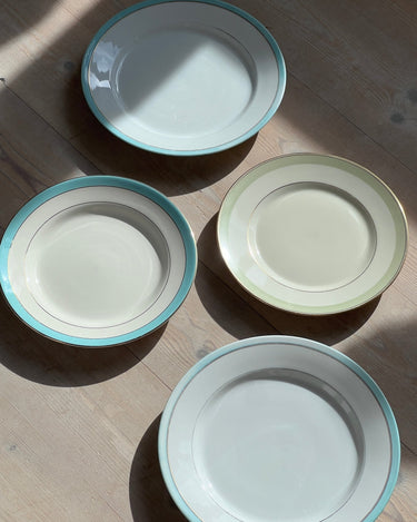 Teal - striped dinner plates - NEROLI