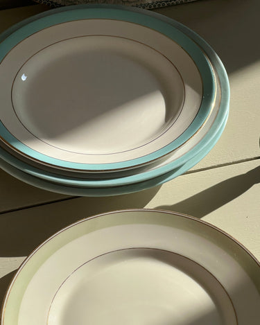 Teal - striped dinner plates - NEROLI