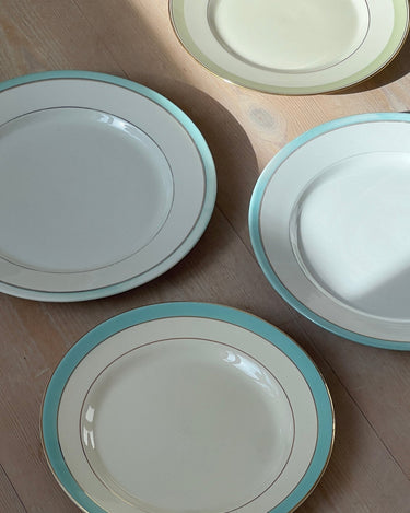 Teal - striped dinner plates - NEROLI