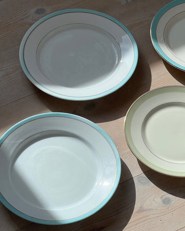 Teal - striped dinner plates - NEROLI