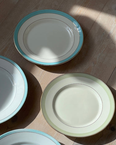 Teal - striped dinner plates - NEROLI