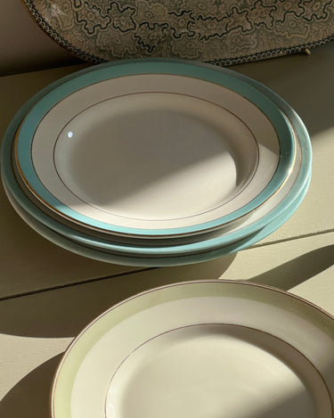 Teal - striped dinner plates - NEROLI