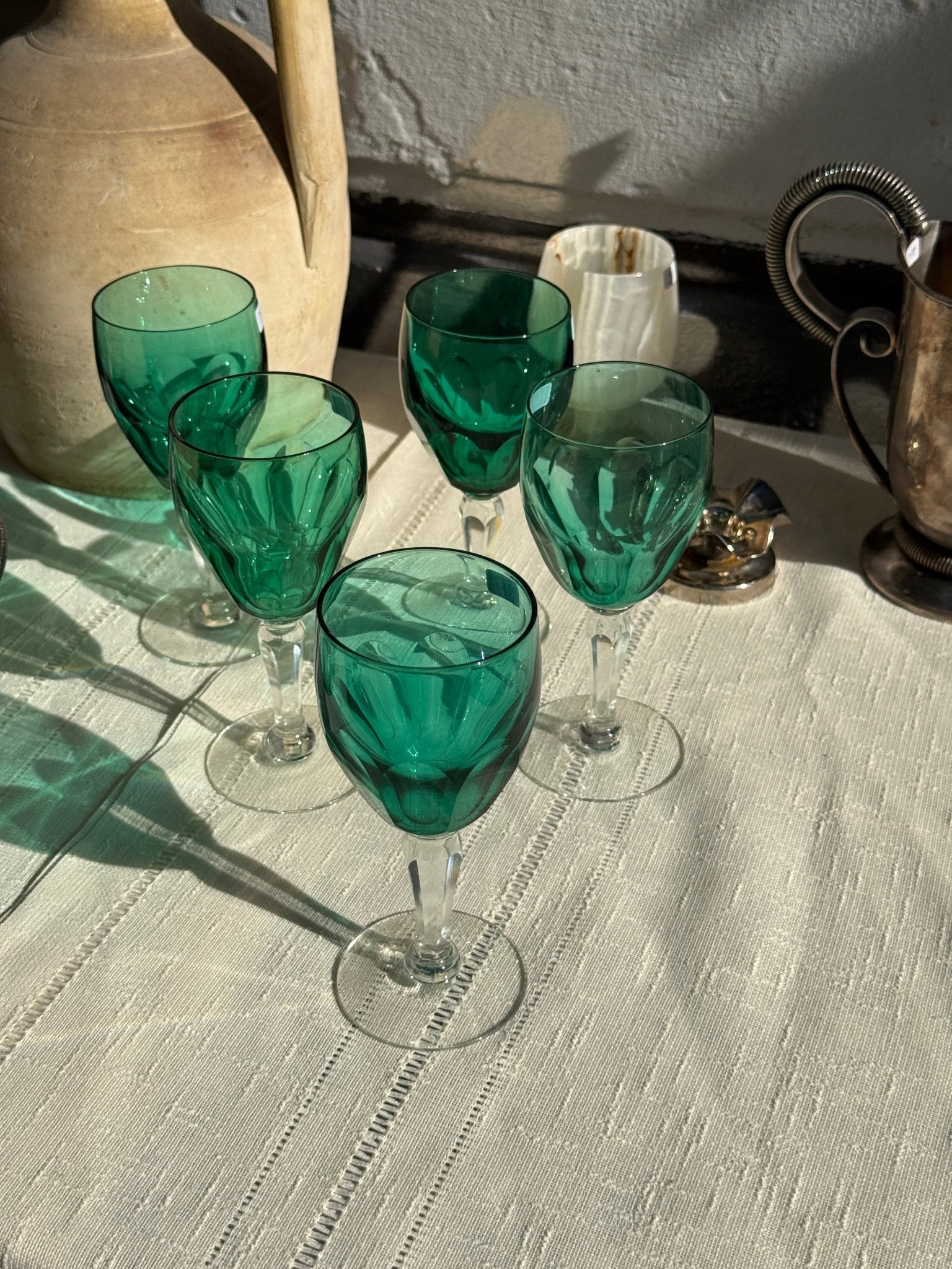Turquoise wine glasses (5 pcs) - NEROLI