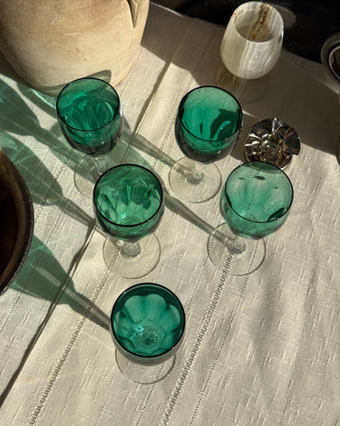 Turquoise wine glasses (5 pcs) - NEROLI