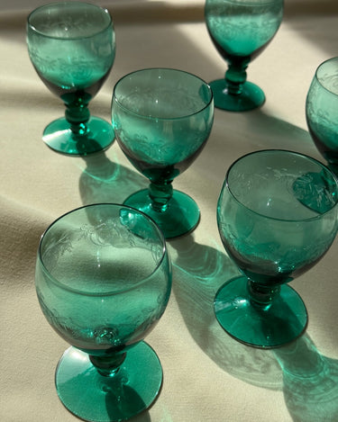 Turquoise wine glasses (7 pcs) - NEROLI