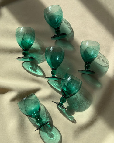 Turquoise wine glasses (7 pcs) - NEROLI