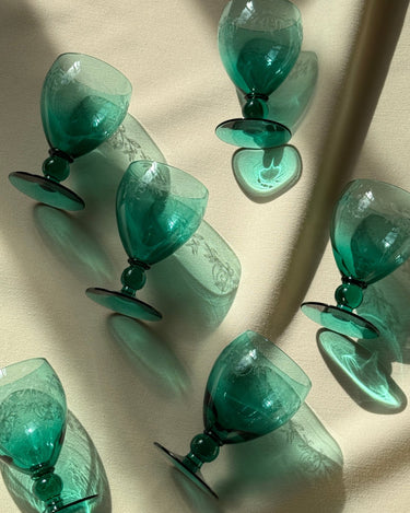 Turquoise wine glasses (7 pcs) - NEROLI