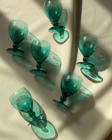 Turquoise wine glasses (7 pcs) - NEROLI