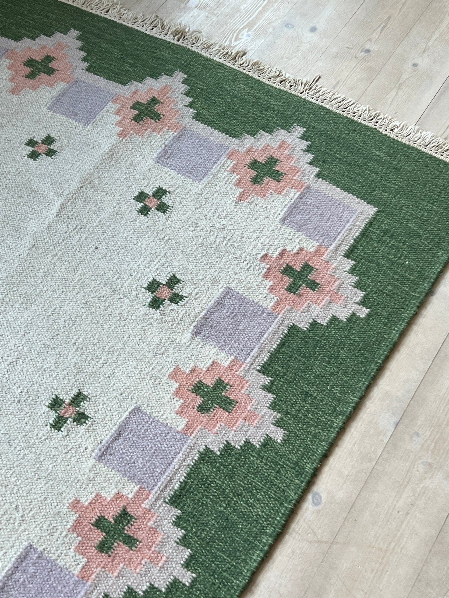 Green flatweave rug - NEROLI