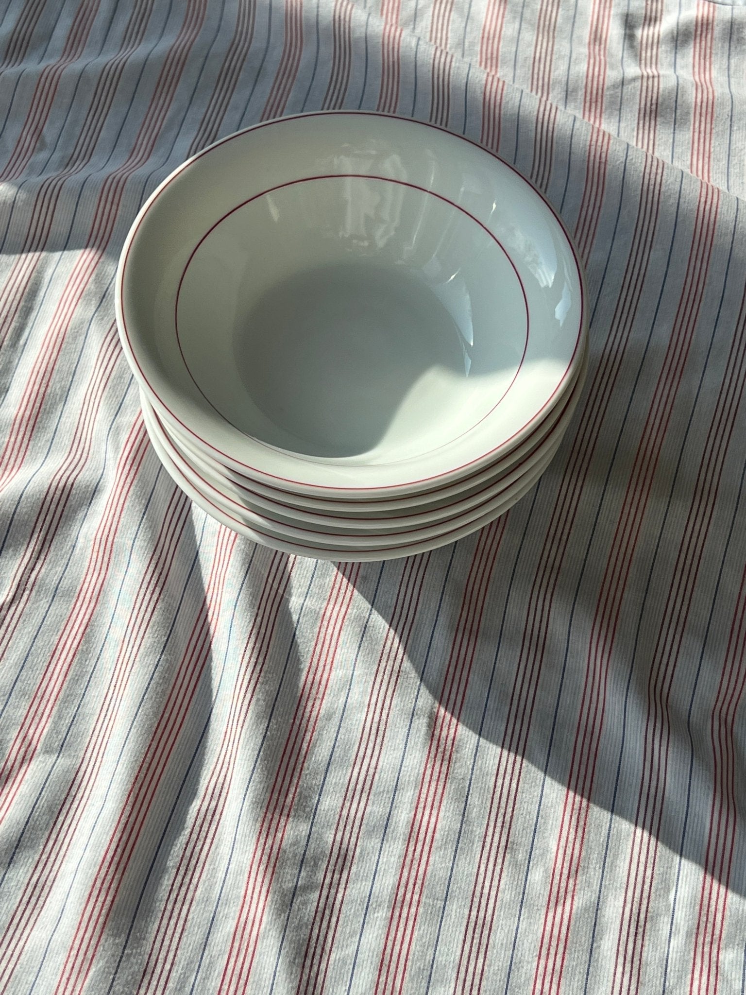 Red stripe cereal bowls - NEROLI