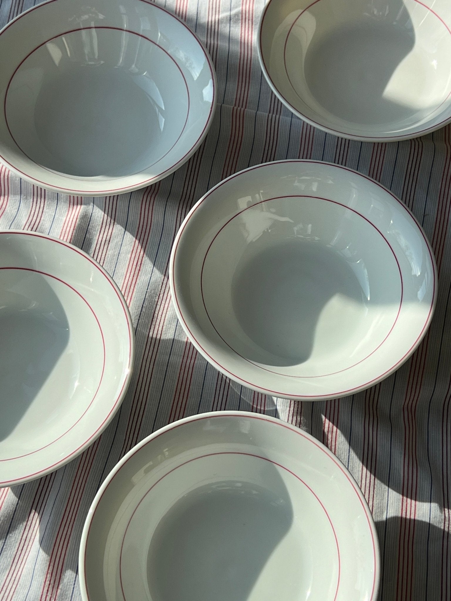 Red stripe cereal bowls - NEROLI